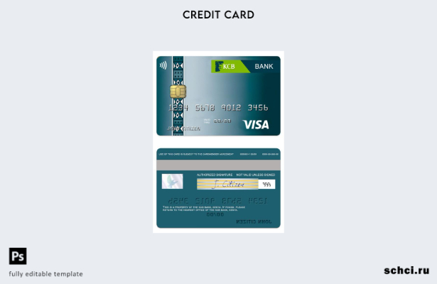 скачать цифровую версию шаблона карты Visa Classic Kenya KCB Bank